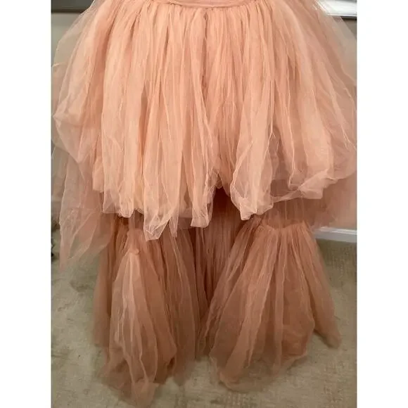 BRONX AND BANCO Anna Tiered Tulle Strapless Pink Maxi Dress Size Small - Picture 8 of 15